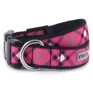 hot pink plaid collar