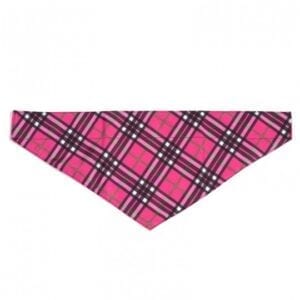Hot pink plaid bandana for dogs by Bias