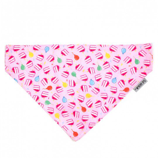 Pink birthday-themed bandana for dogs