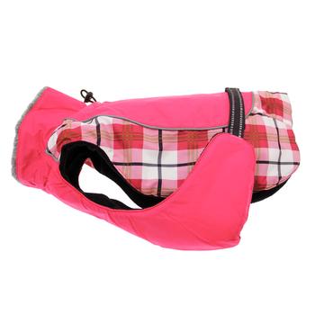 All weather plaid raspberry coat for dogs