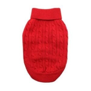 Cotton cable knit fiery red dog sweater