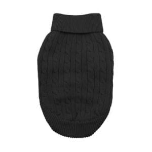 Cotton cable knit jet black dog sweater