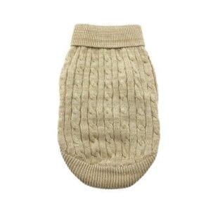 Cotton cable knit oatmeal dog sweater