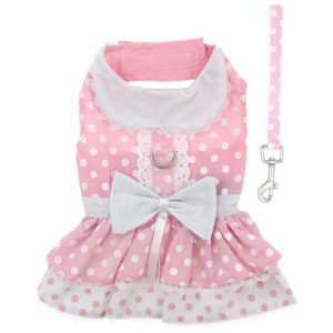 Pink polka dot lace harness dress