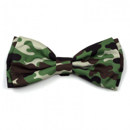A bow tie with camouflage pattern on it.