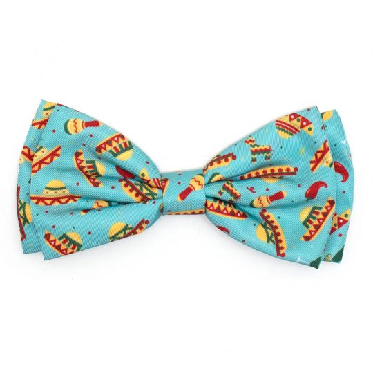 A bow tie with hot dogs and buns on it.