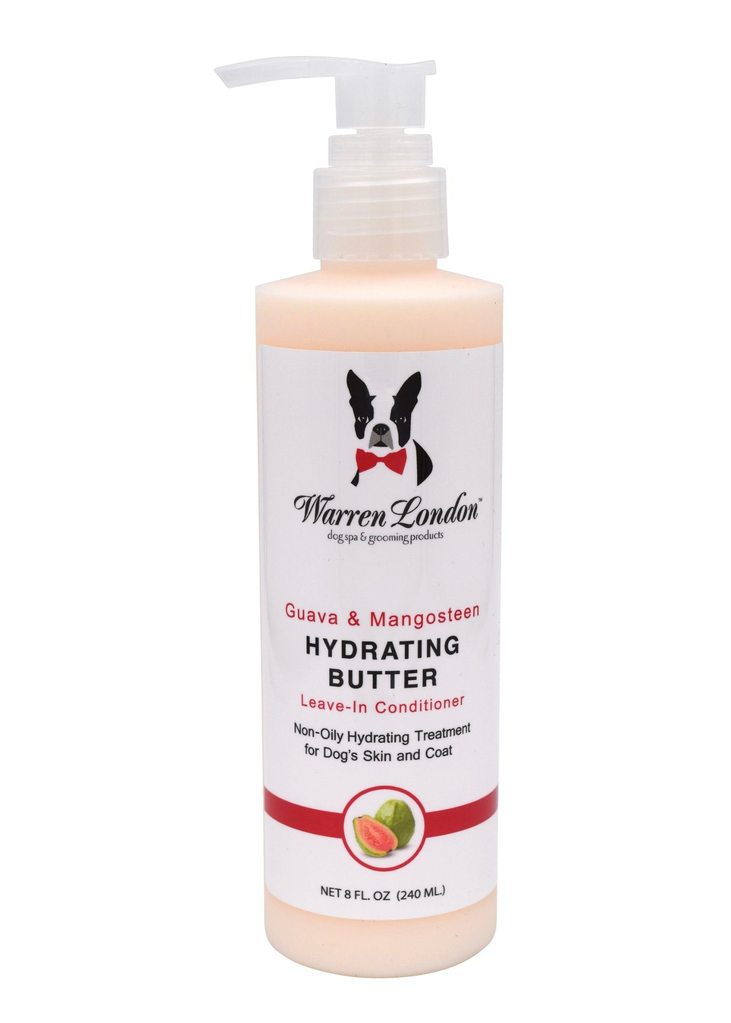 A bottle of lotion for dogs with a dog on it.