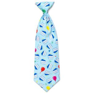 Blue birthday-themed necktie for dogs 