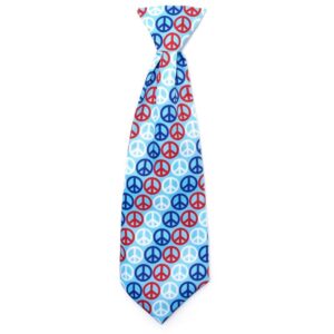 A tie with peace signs on it.