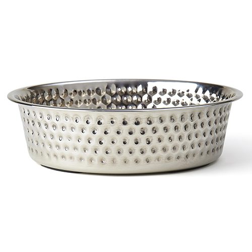 A bowl that is made of metal.