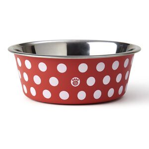 Red and white polka dots bowl