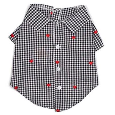 A black and white checkered shirt with red stars on it.