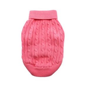 Candy pink cotton cable knit dog sweater