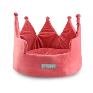 Plush pink crown bed for dogs