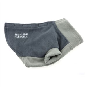 A pair of gray boxers with the words " 1 0 0 % pure fleece 2 4 " on them.