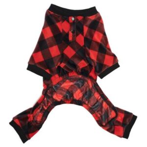 A red and black plaid dog pajamas