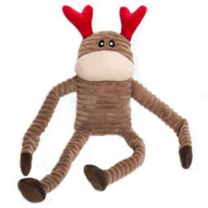 A stuffed animal with antlers on it's head and legs.