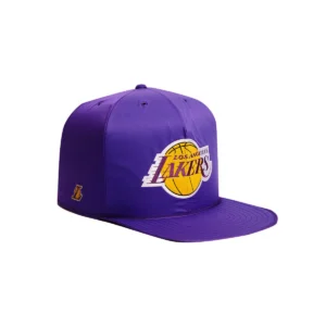 A purple hat with the lakers logo on it.