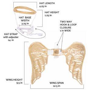 A diagram of the hat and wing size.