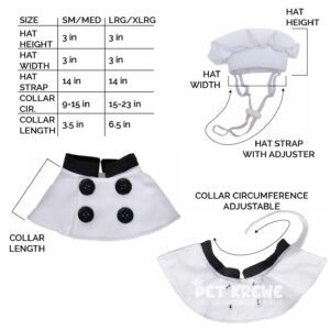 A diagram of the size and collar for a chef 's hat.