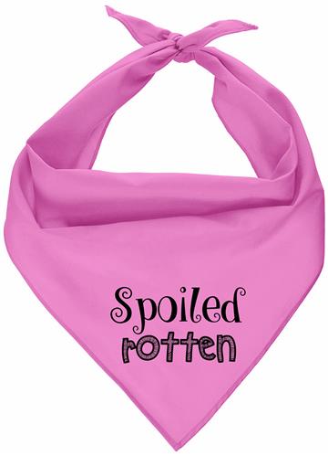 A pink bandana with the words " spoiled rotten " written on it.