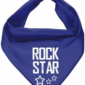 A blue bandana with the words rock star written on it.